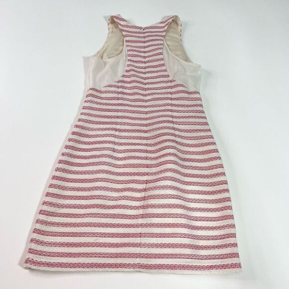 Rhyme A-Line Mini Dress Women's Medium Pink Cream Striped Racer Tweed Hidden Zip - Picture 9 of 10